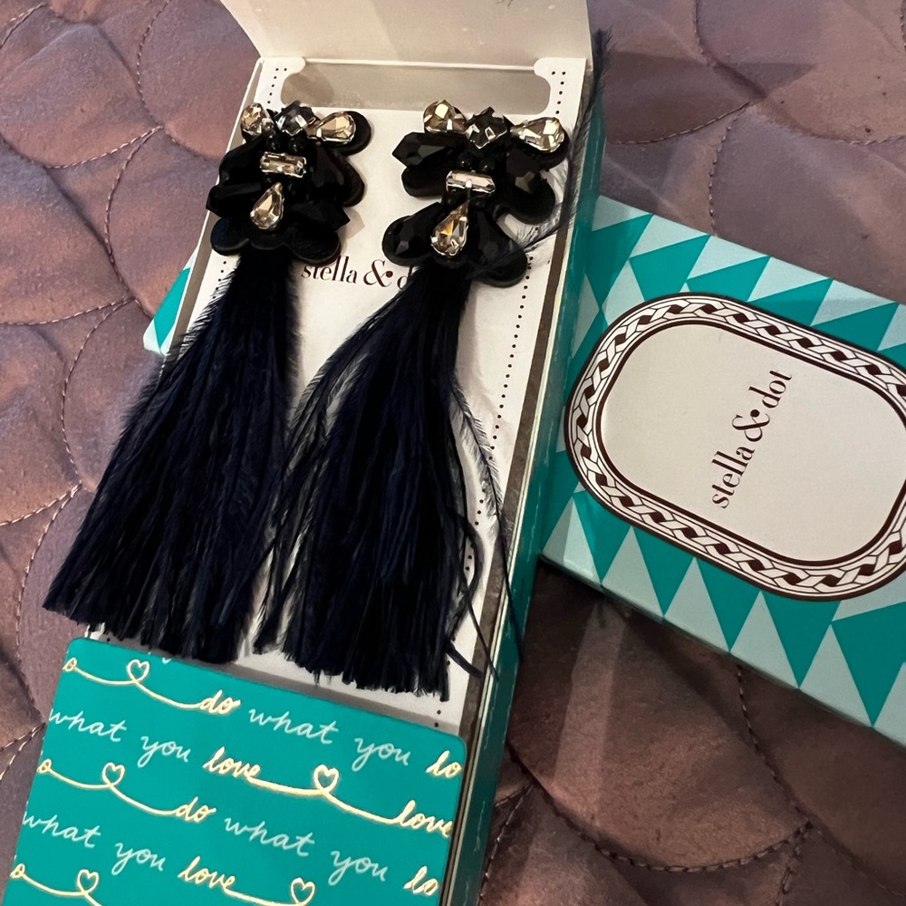 Stella & Dot Navy Tassel Earrings